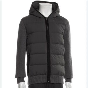 James Perse Hybrid Contrast Panel Grey Wool Cashmere Puffer Jacket New Size 4